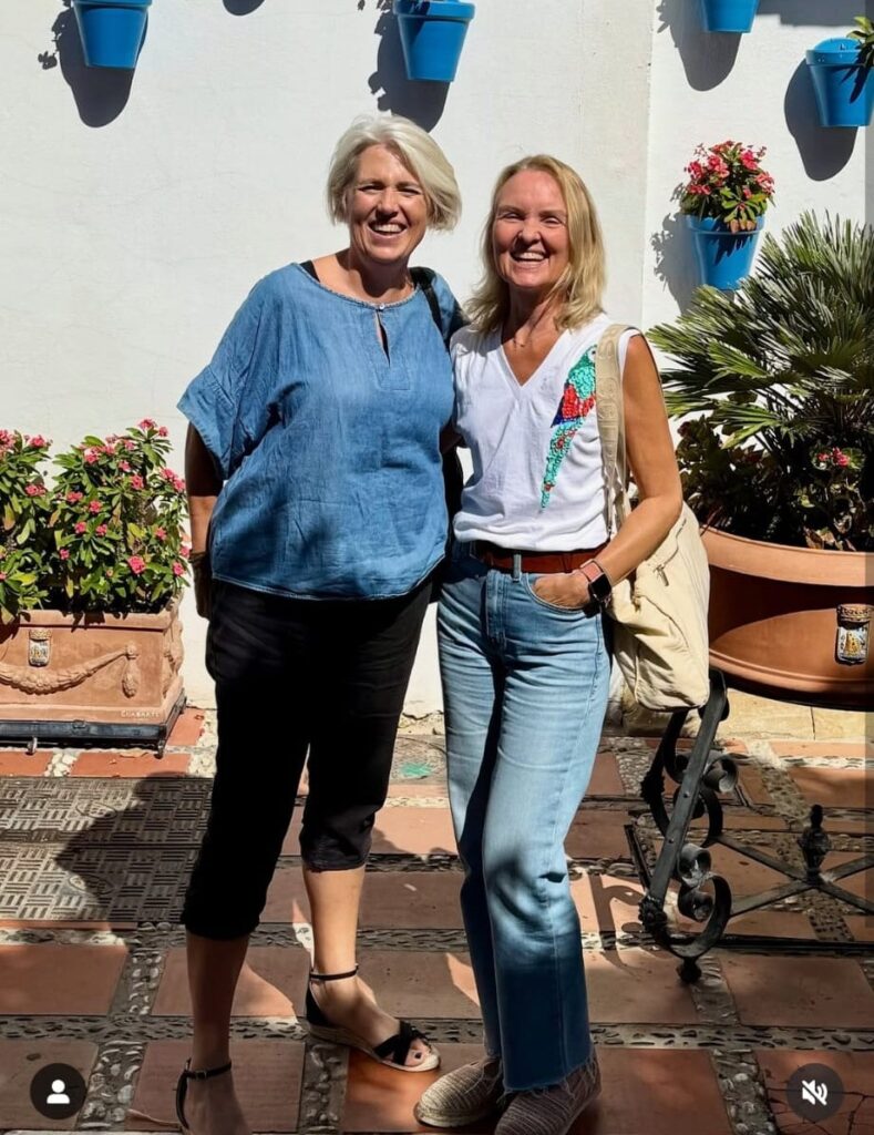 Emma Thorne Lees and Louise Hazleden images from sober socials spain