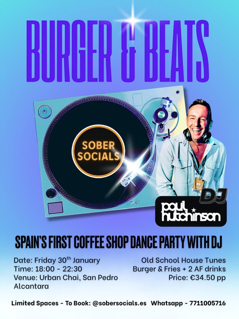 Burger and Beats Sober Socials spains first coffee shop dance party